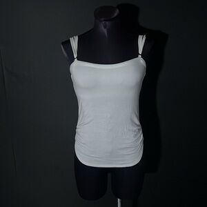 Robin Piccone White Scrunched sides tank top with built in shelf bra!